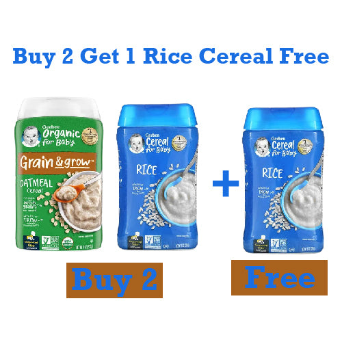 Gerber Rice Cereal + Organic Oatmeal (Buy 2 Get 1 Free Rice Cereal